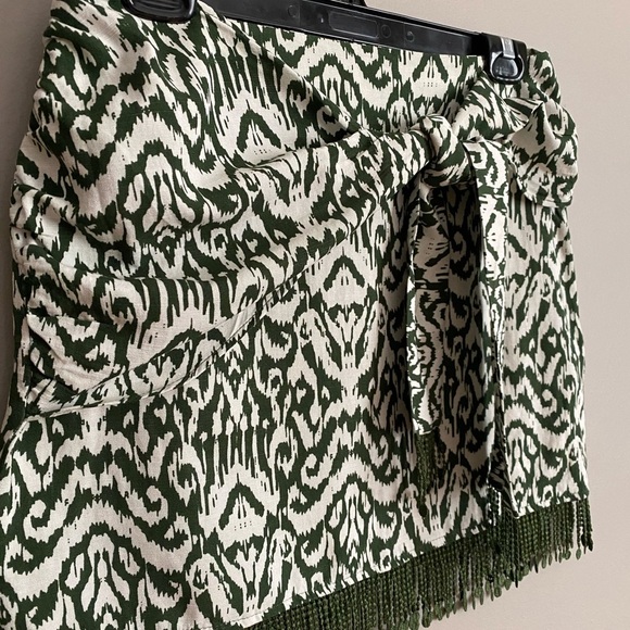 Zara Mini Skirt with Fringe and Front Tie Size S - Picture 6 of 11